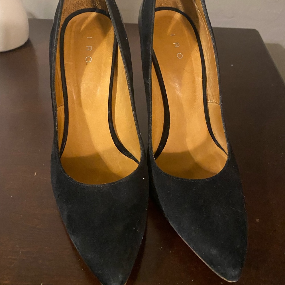 IRO Paris black suede pumps
